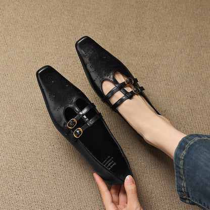 Lorraine | Brogued Double-Strap Mary Jane Flat