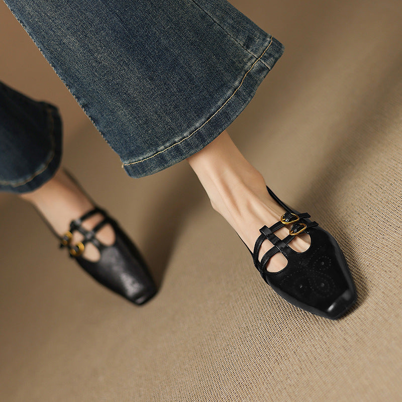 Lorraine | Brogued Double-Strap Mary Jane Flat