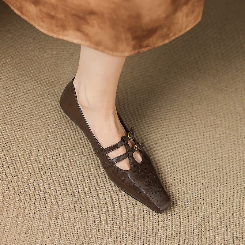 Lorraine | Brogued Double-Strap Mary Jane Flat