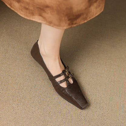 Lorraine | Brogued Double-Strap Mary Jane Flat