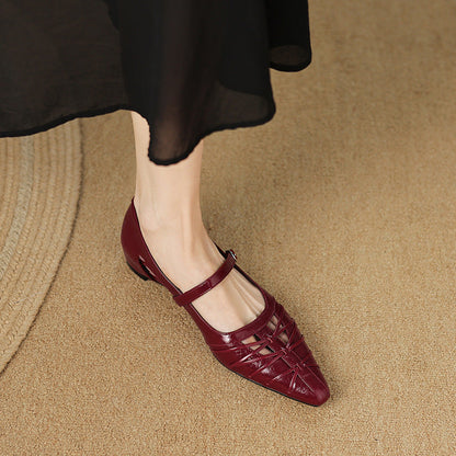 Leona | Pointed Lattice-Cut Mary Jane Flat