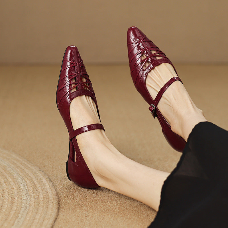 Leona | Pointed Lattice-Cut Mary Jane Flat