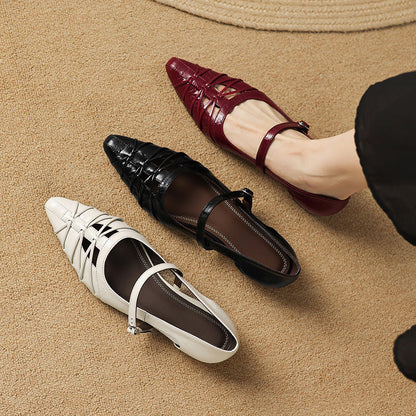 Leona | Pointed Lattice-Cut Mary Jane Flat
