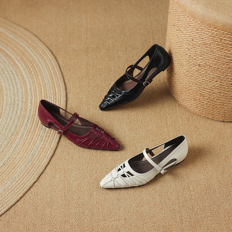 Leona | Pointed Lattice-Cut Mary Jane Flat