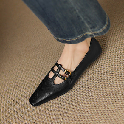 Lorraine | Brogued Double-Strap Mary Jane Flat