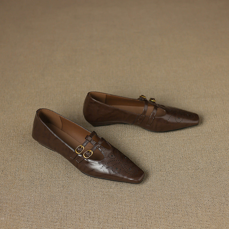 Lorraine | Brogued Double-Strap Mary Jane Flat