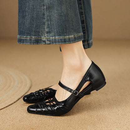 Leona | Pointed Lattice-Cut Mary Jane Flat