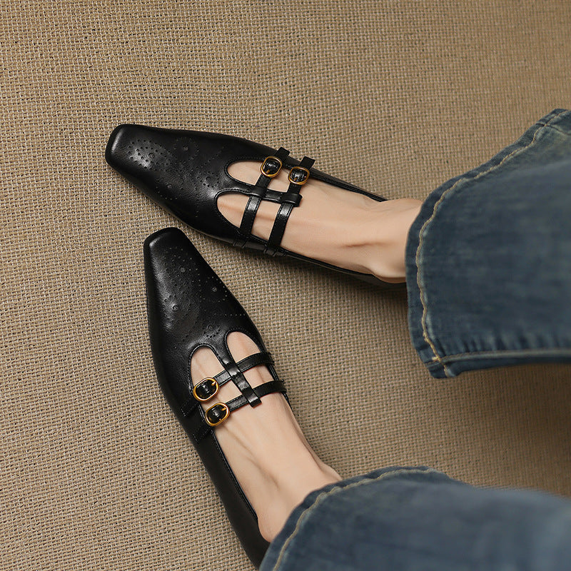 Lorraine | Brogued Double-Strap Mary Jane Flat