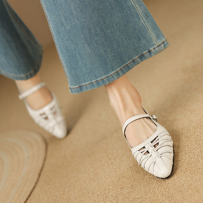 Leona | Pointed Lattice-Cut Mary Jane Flat