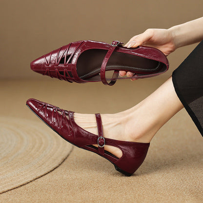Leona | Pointed Lattice-Cut Mary Jane Flat
