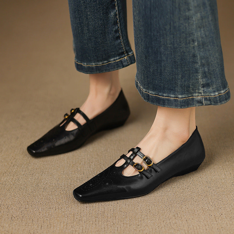 Lorraine | Brogued Double-Strap Mary Jane Flat