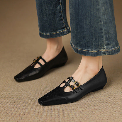 Lorraine | Brogued Double-Strap Mary Jane Flat