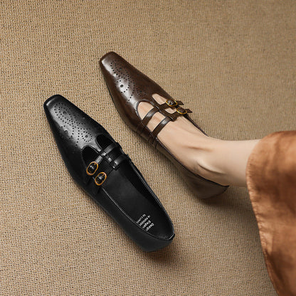 Lorraine | Brogued Double-Strap Mary Jane Flat