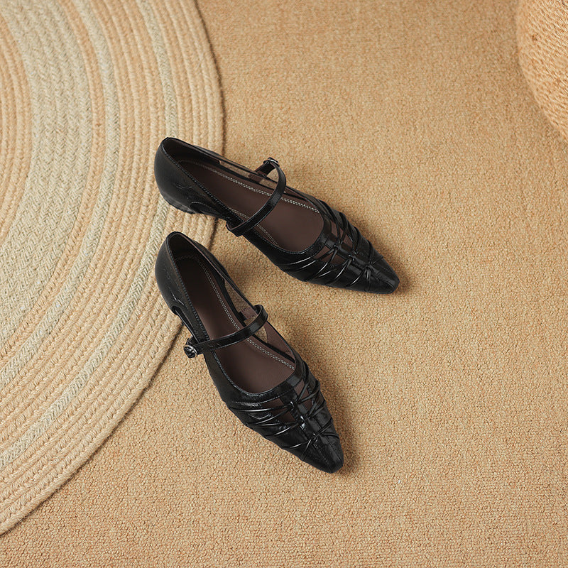 Leona | Pointed Lattice-Cut Mary Jane Flat