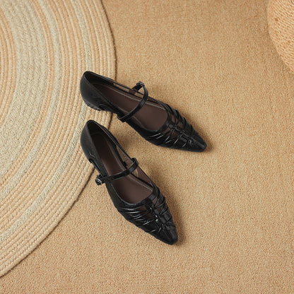 Leona | Pointed Lattice-Cut Mary Jane Flat