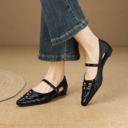 Leona | Pointed Lattice-Cut Mary Jane Flat