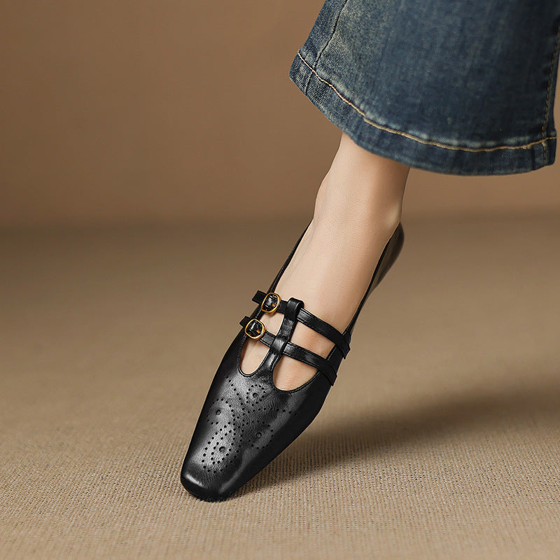 Lorraine | Brogued Double-Strap Mary Jane Flat