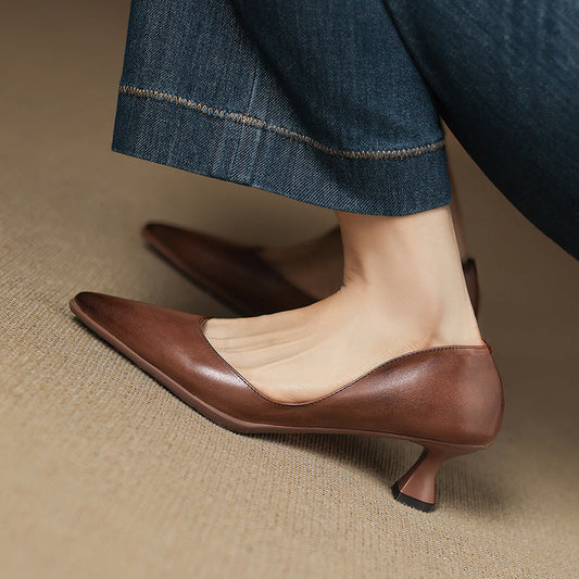 Calenne Leather Cat Heels