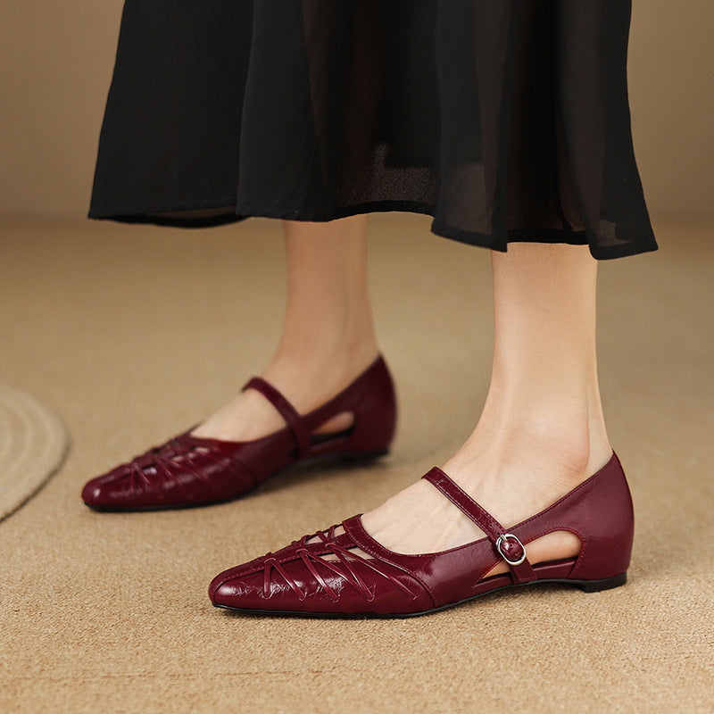 Leona | Pointed Lattice-Cut Mary Jane Flat