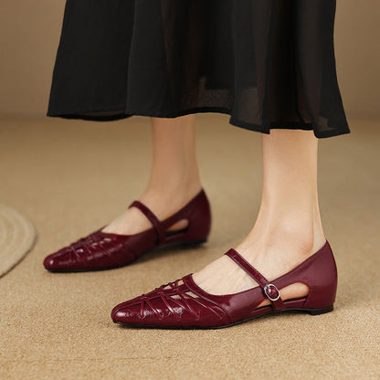 Leona | Pointed Lattice-Cut Mary Jane Flat