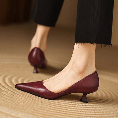 Ceyra Leather Kitten Heels