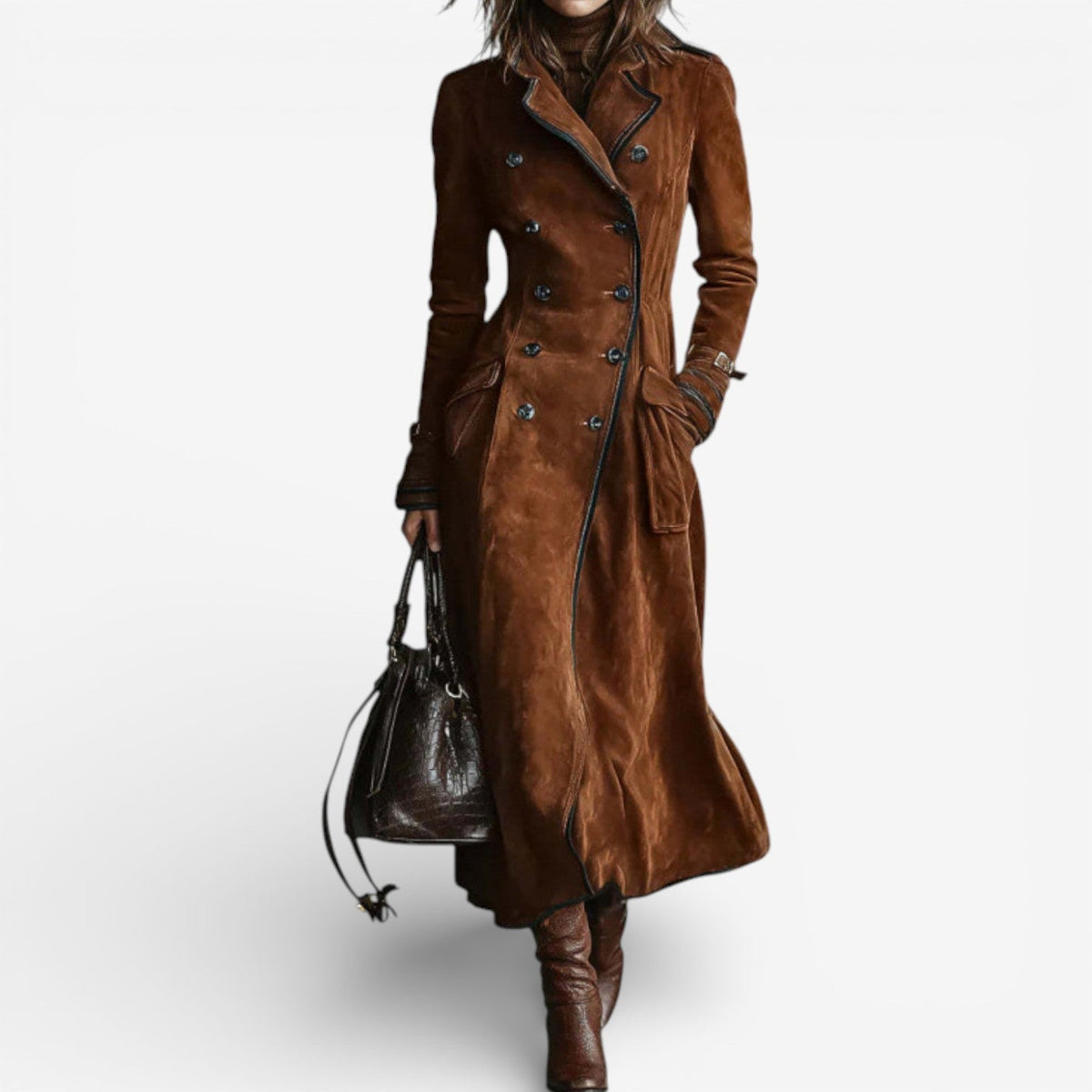 Ashley – Long Suede Trench Coat
