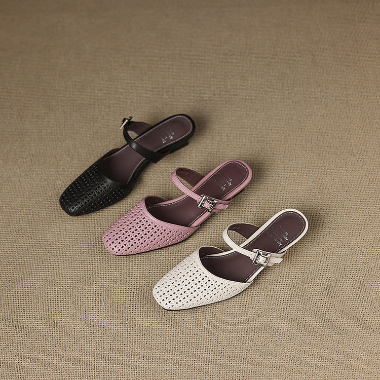Ovia Genuine Leather Mules