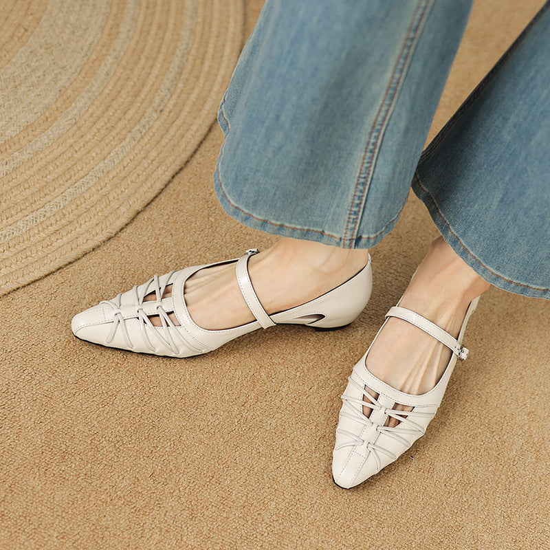 Leona | Pointed Lattice-Cut Mary Jane Flat
