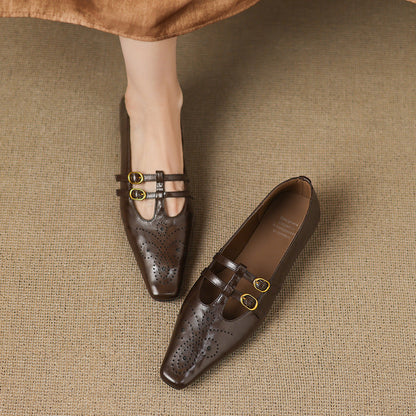 Lorraine | Brogued Double-Strap Mary Jane Flat