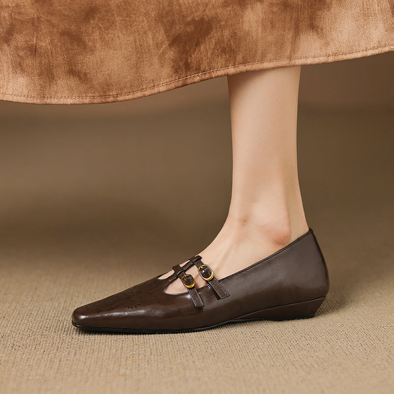 Lorraine | Brogued Double-Strap Mary Jane Flat