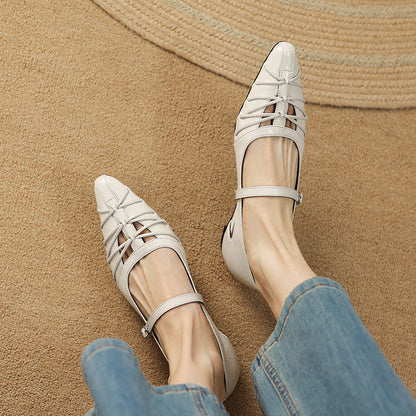 Leona | Pointed Lattice-Cut Mary Jane Flat