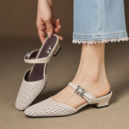 Ovia Genuine Leather Mules