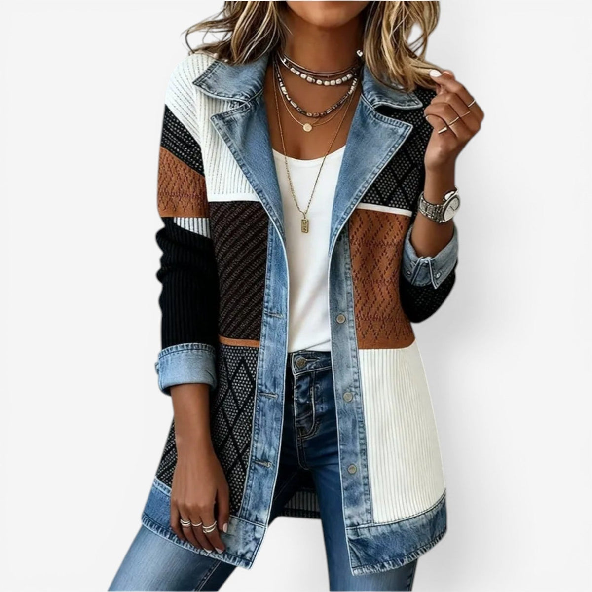 Elena | Elegant Layered Collar Button Jacket