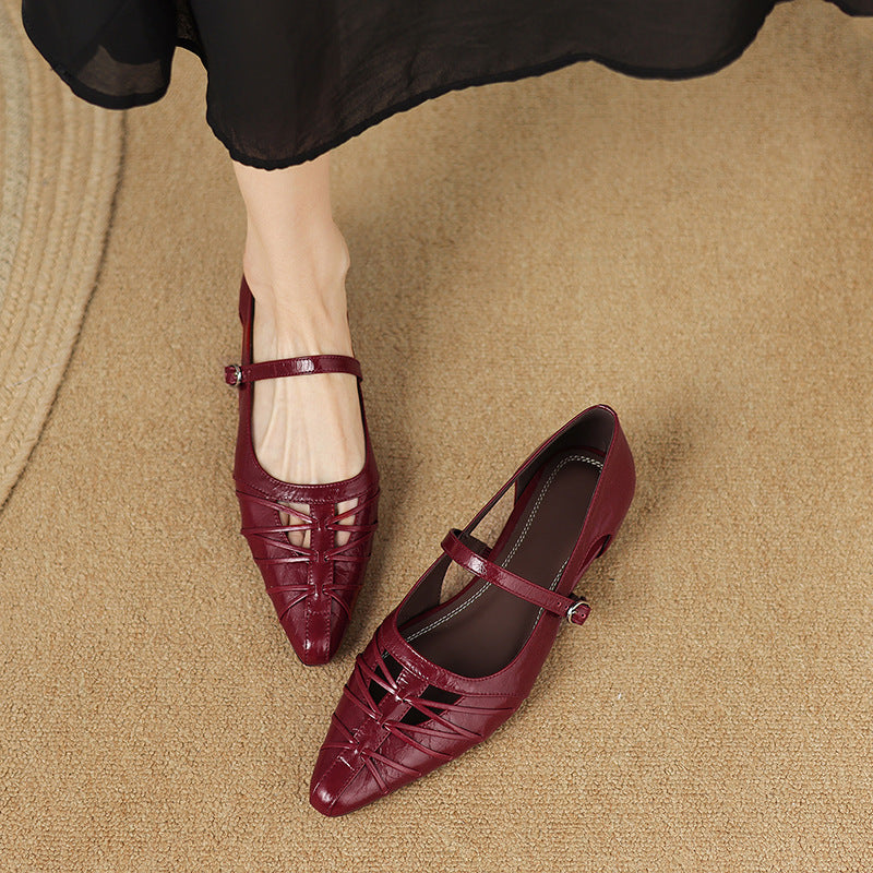 Leona | Pointed Lattice-Cut Mary Jane Flat