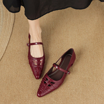 Leona | Pointed Lattice-Cut Mary Jane Flat