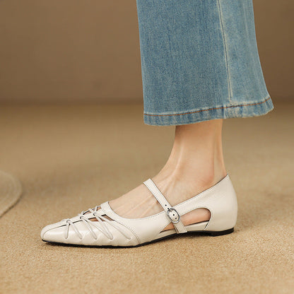 Leona | Pointed Lattice-Cut Mary Jane Flat