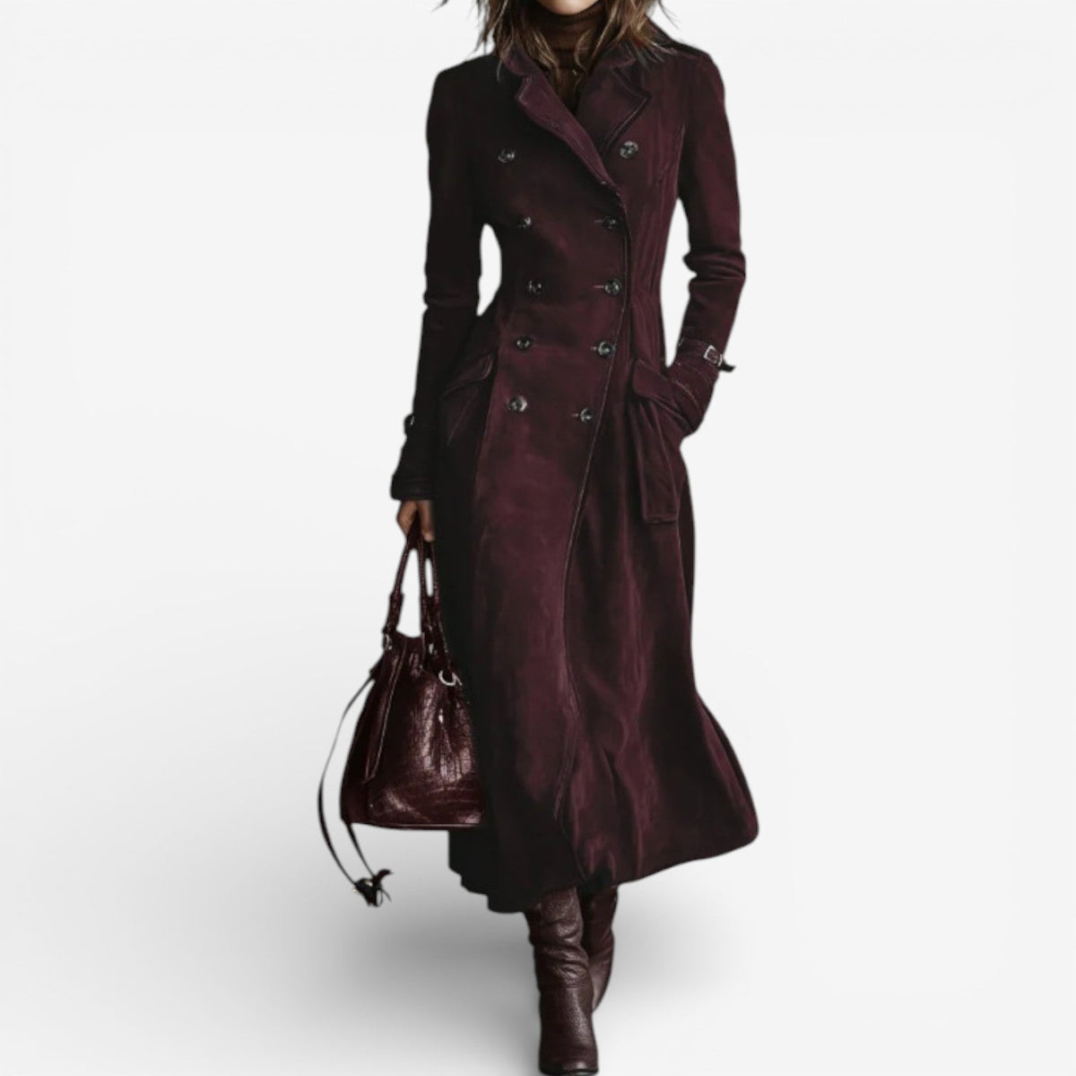 Ashley – Long Suede Trench Coat