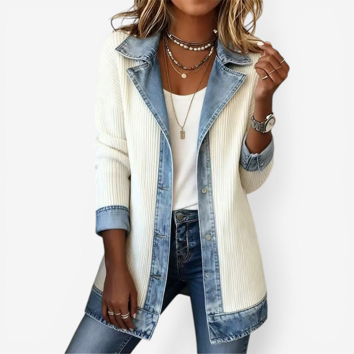 Elena | Elegant Layered Collar Button Jacket