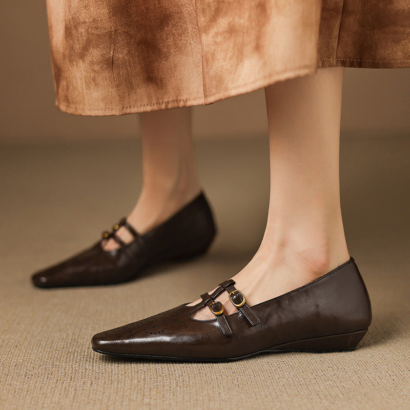 Lorraine | Brogued Double-Strap Mary Jane Flat