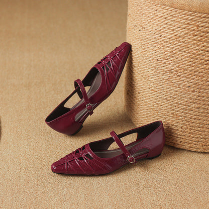 Leona | Pointed Lattice-Cut Mary Jane Flat