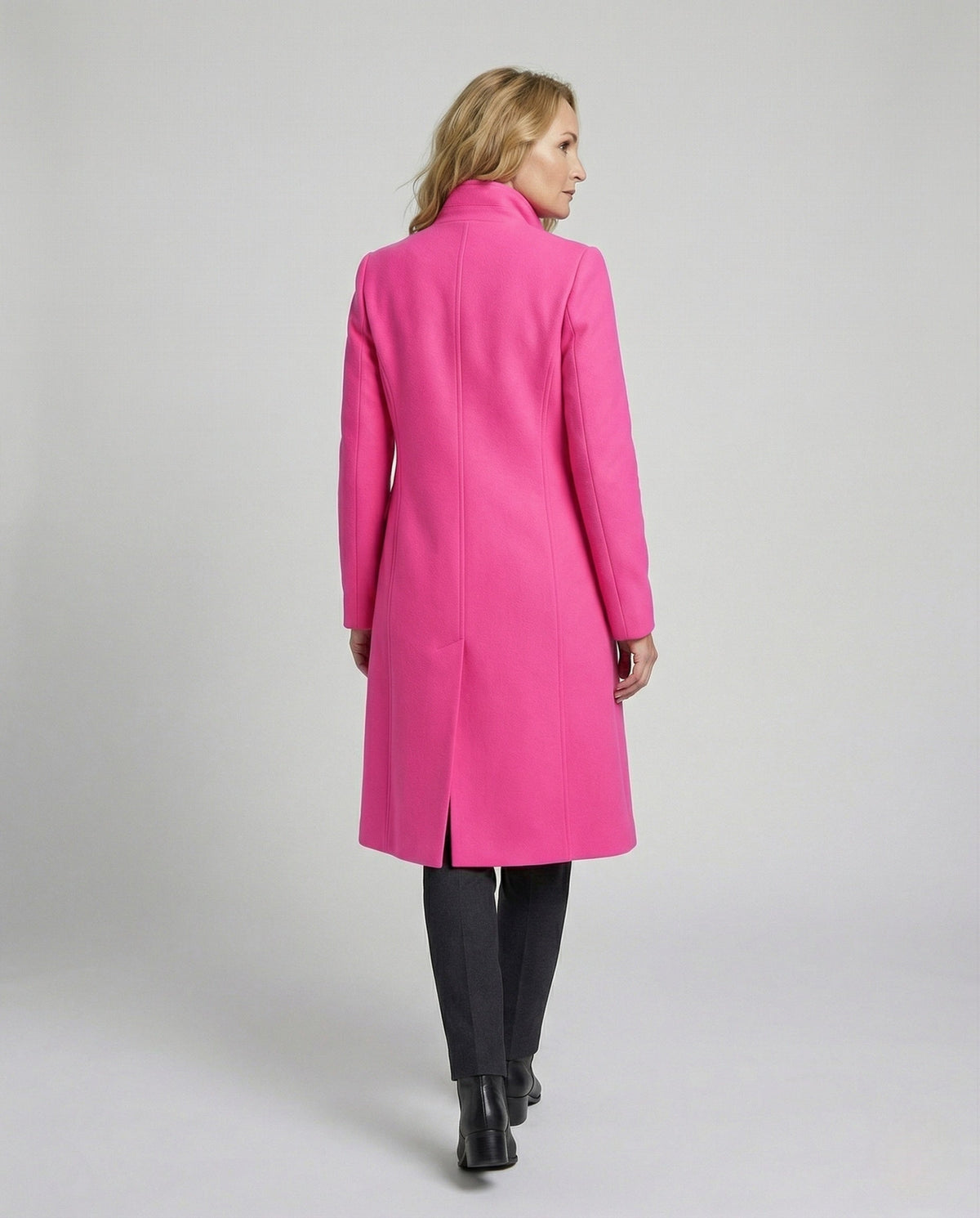 Women's Double-Breasted Long Blazer Coat with Notched Lapel