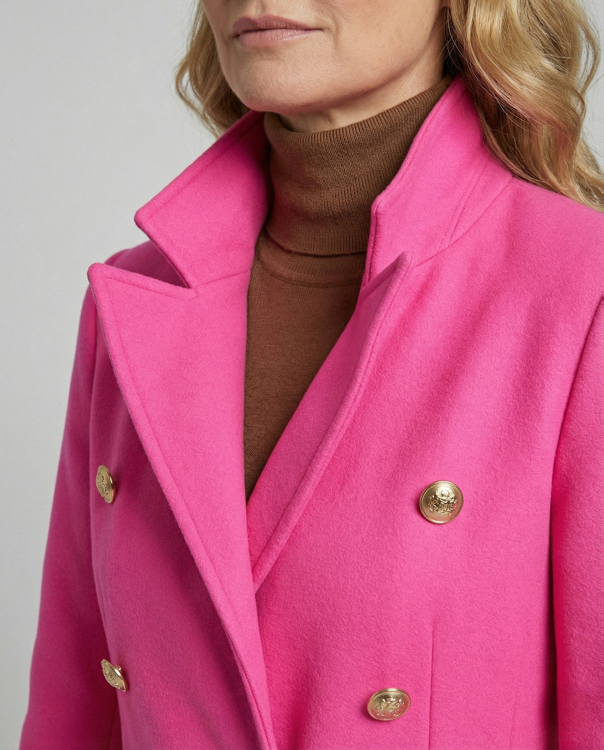 Women's Double-Breasted Long Blazer Coat with Notched Lapel