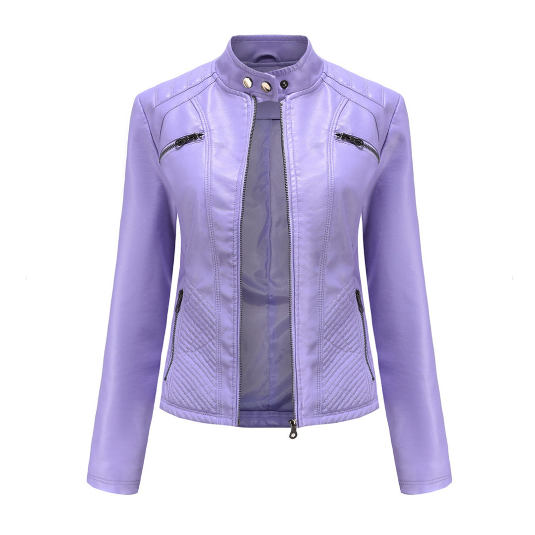 Heather | Women’s Classic Zip-up Biker Jacket