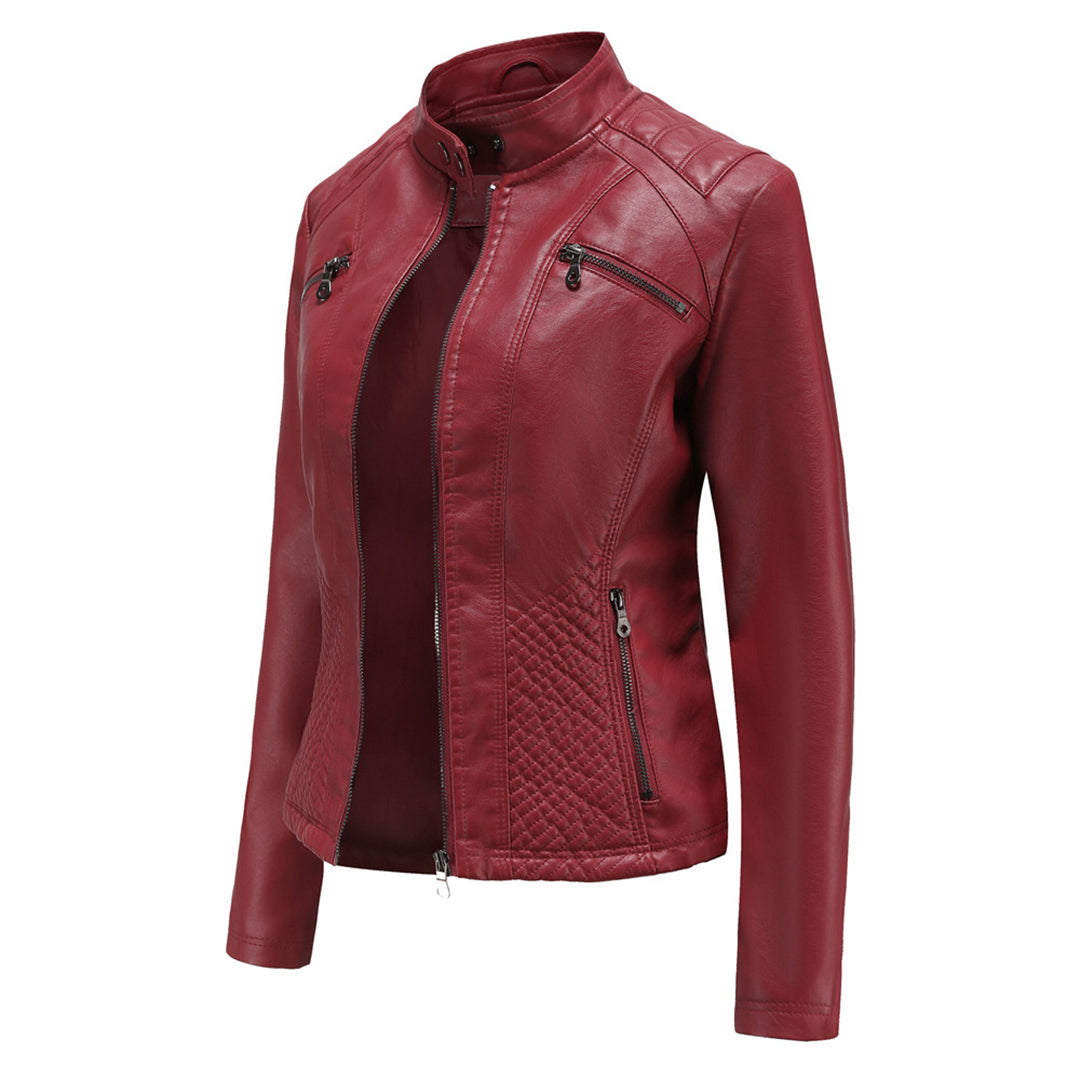 Heather | Women’s Classic Zip-up Biker Jacket