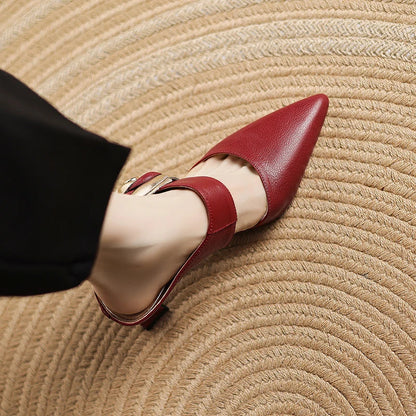 Garnet Genuine Leather Heels