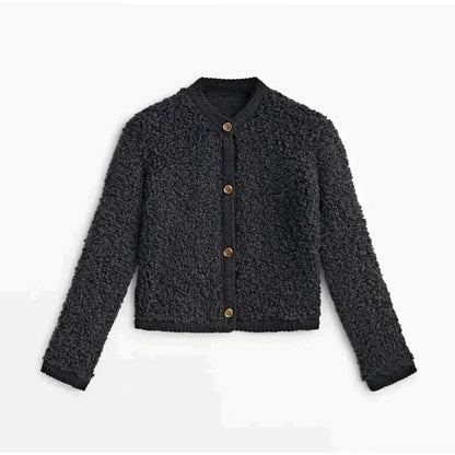 Women's Textured Cardigan Jacket with Button Closure