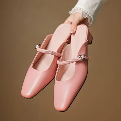 Kera Genuine Leather Mary Jane Mules