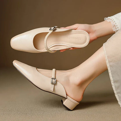 Kera Genuine Leather Mary Jane Mules