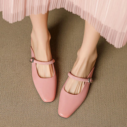 Kera Genuine Leather Mary Jane Mules