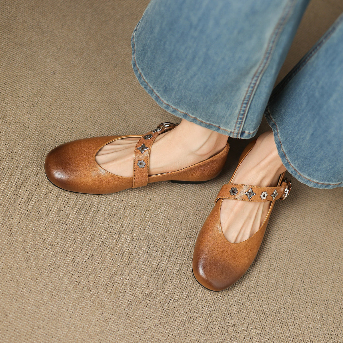 Elda Genuine Leather Flats